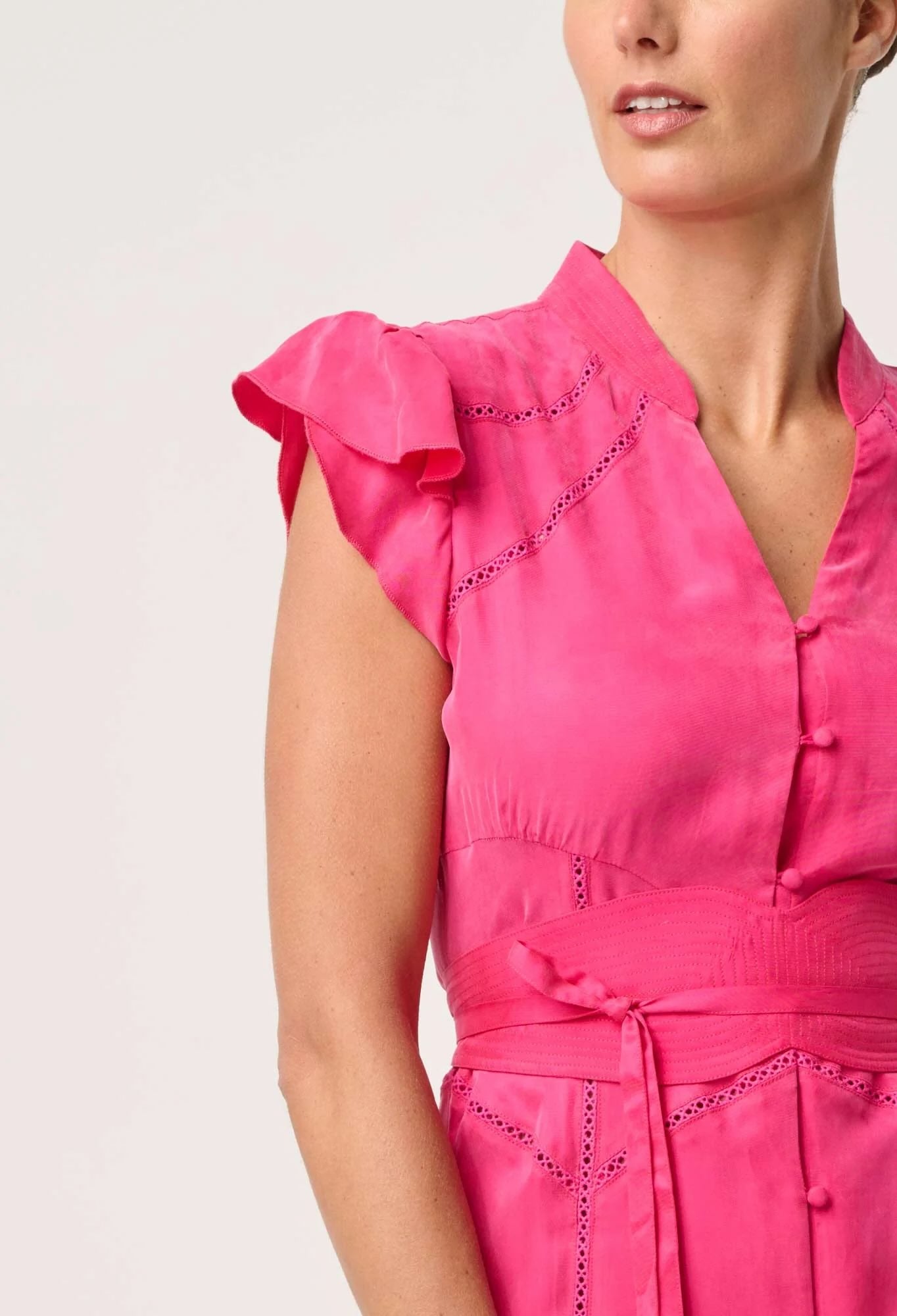 Athena Cupro Viscose Flutter Sleeve Dress