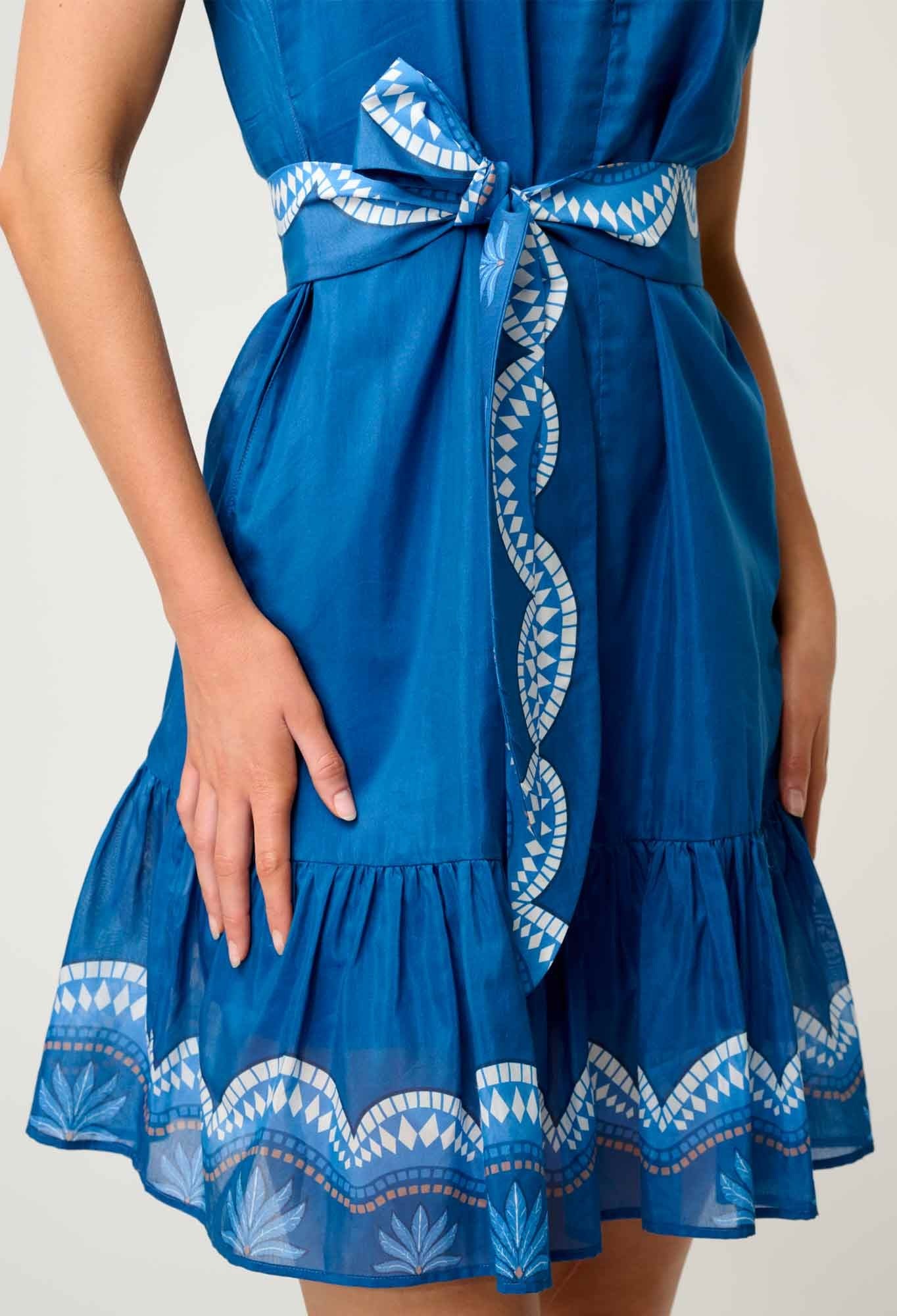 Lilia Cotton Silk Dress In Topaz