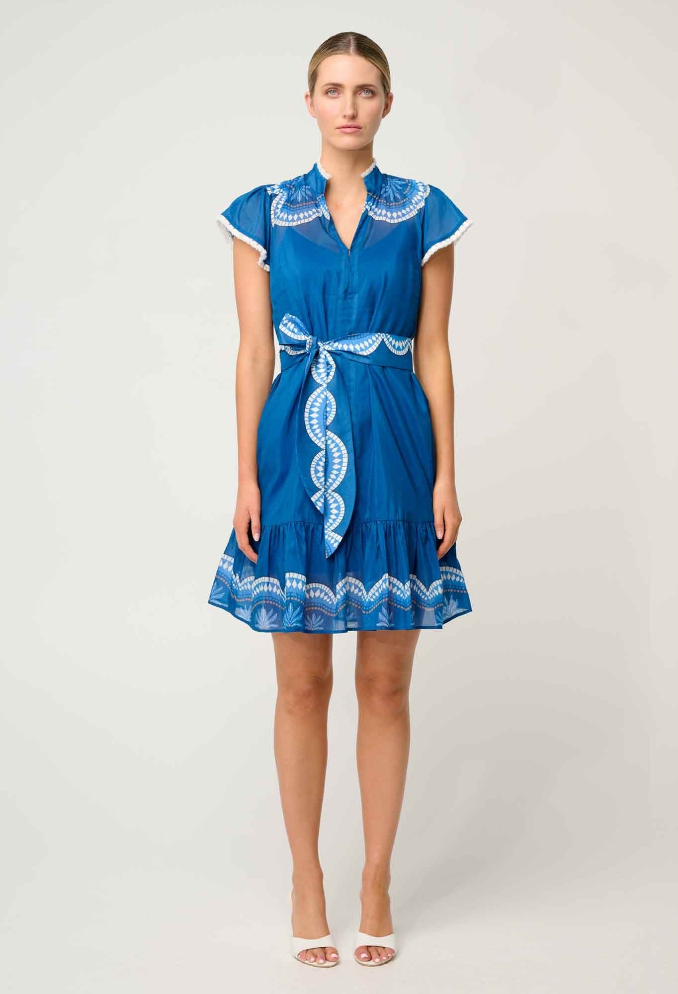 Lilia Cotton Silk Dress In Topaz