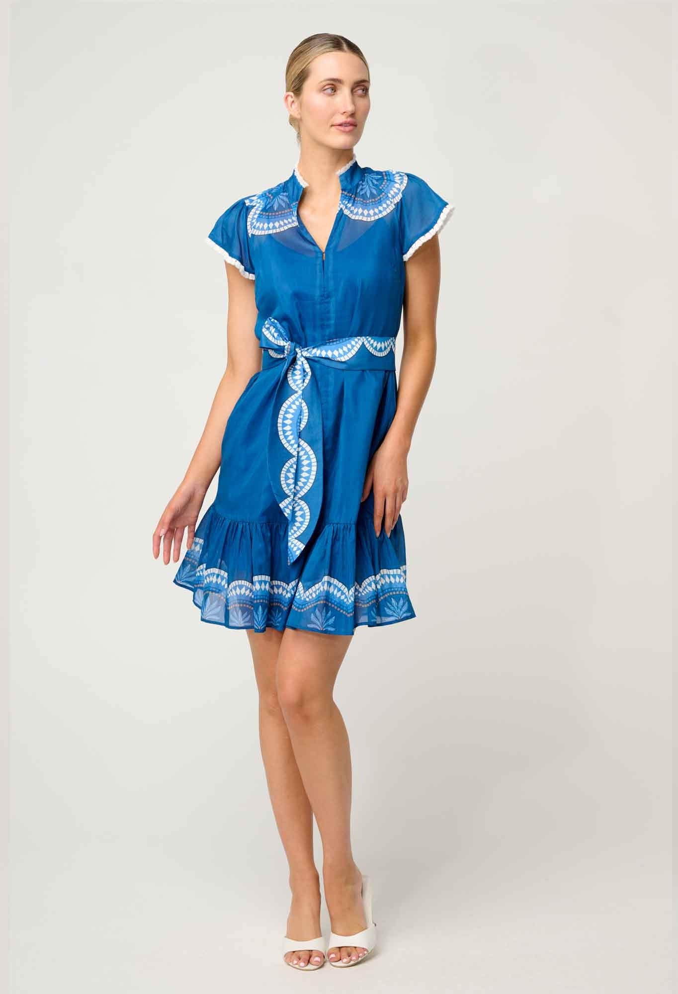 Lilia Cotton Silk Dress In Topaz