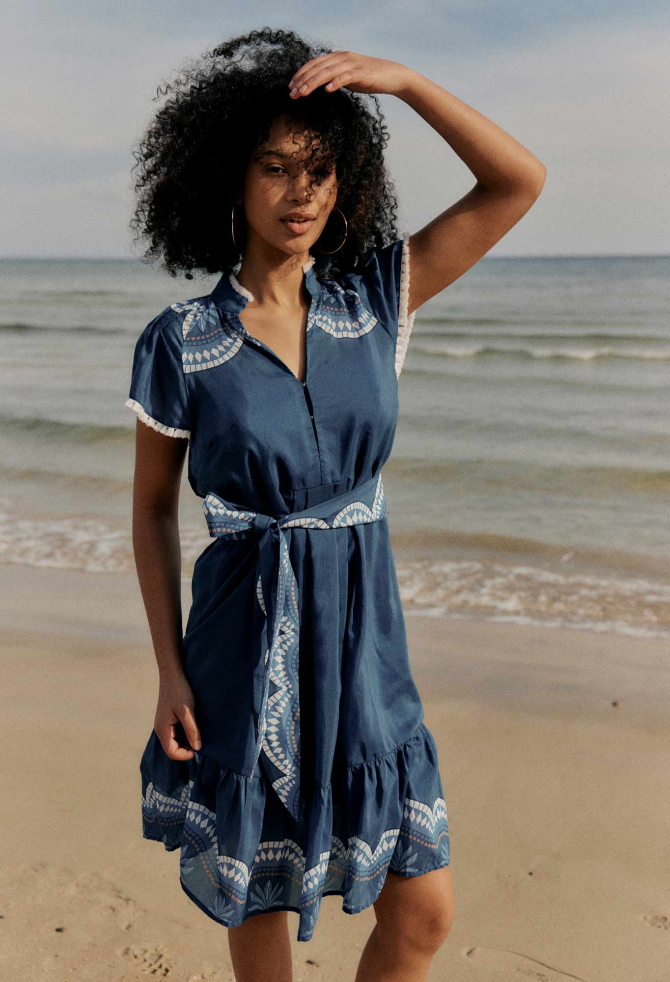 Lilia Cotton Silk Dress In Topaz