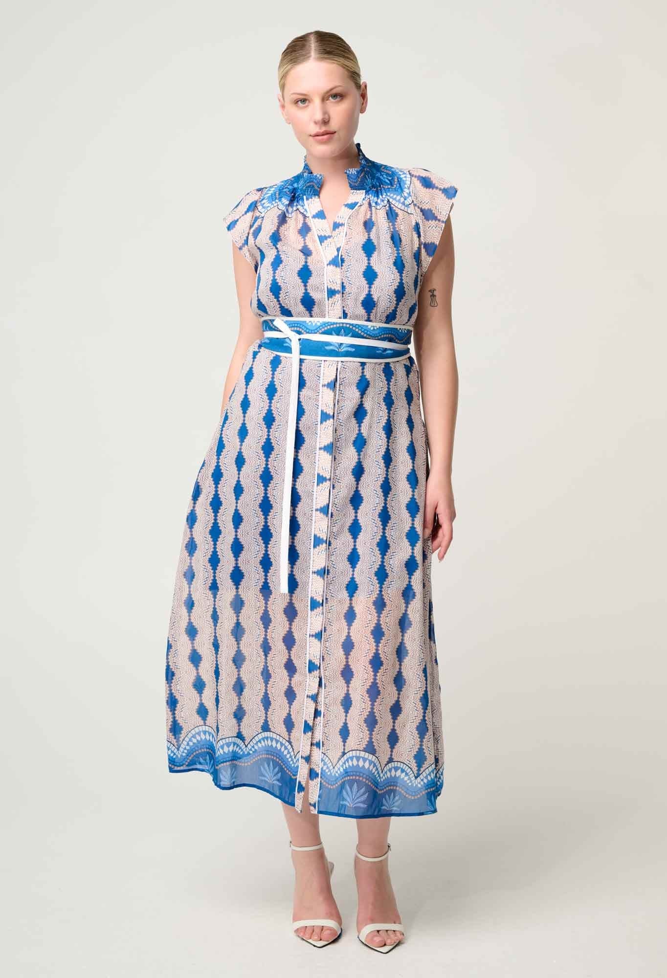 Rimal Cotton Silk Maxi Dress In Marrakech Topaz