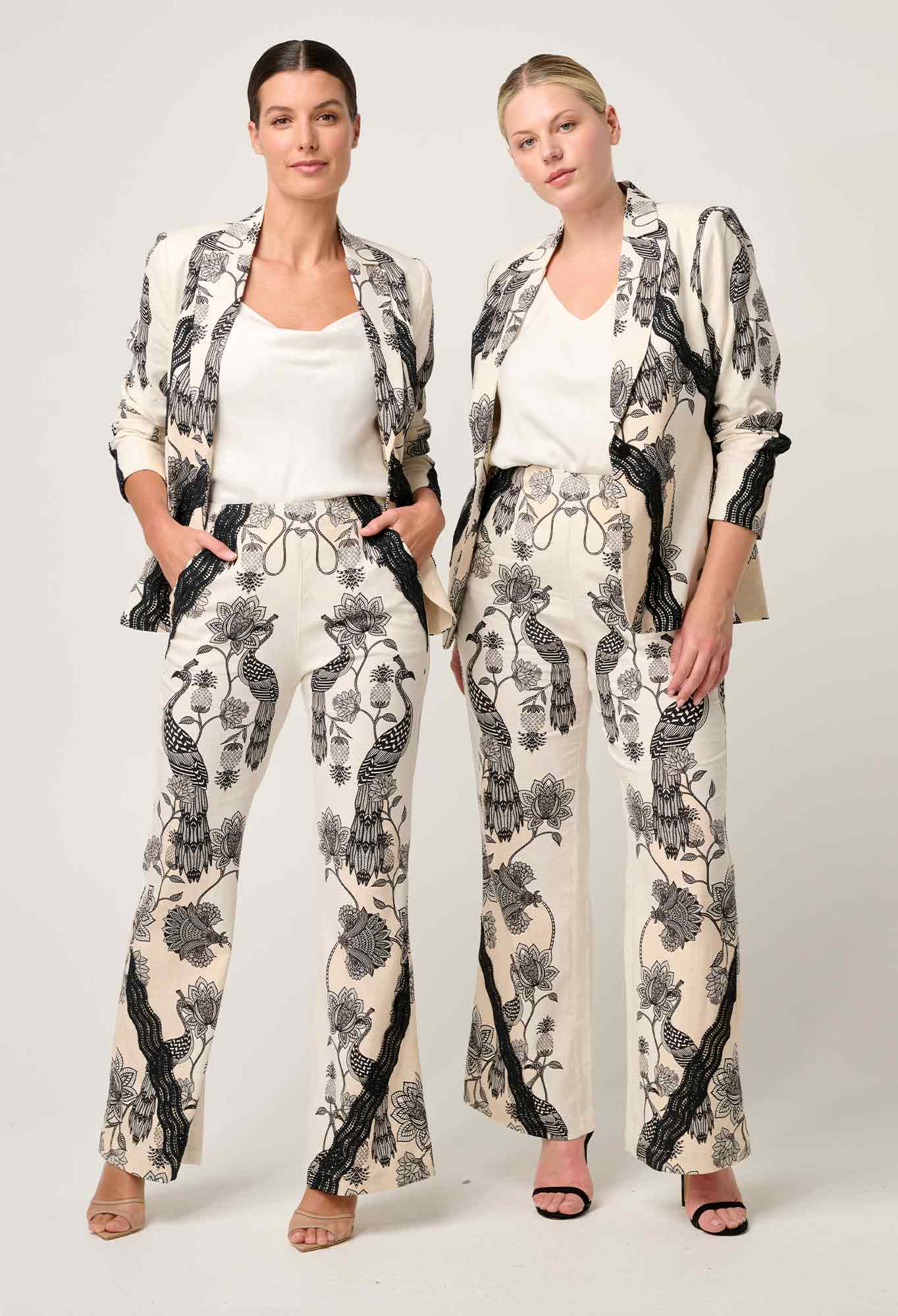 Leandro Contrast Lace Linen Viscose Stretch Blazer