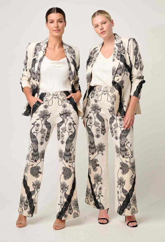 Leandro Contrast Lace Linen Viscose Stretch Blazer