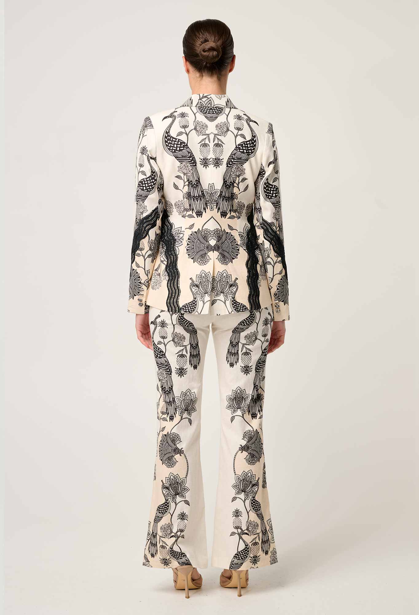 Leandro Contrast Lace Linen Viscose Stretch Blazer