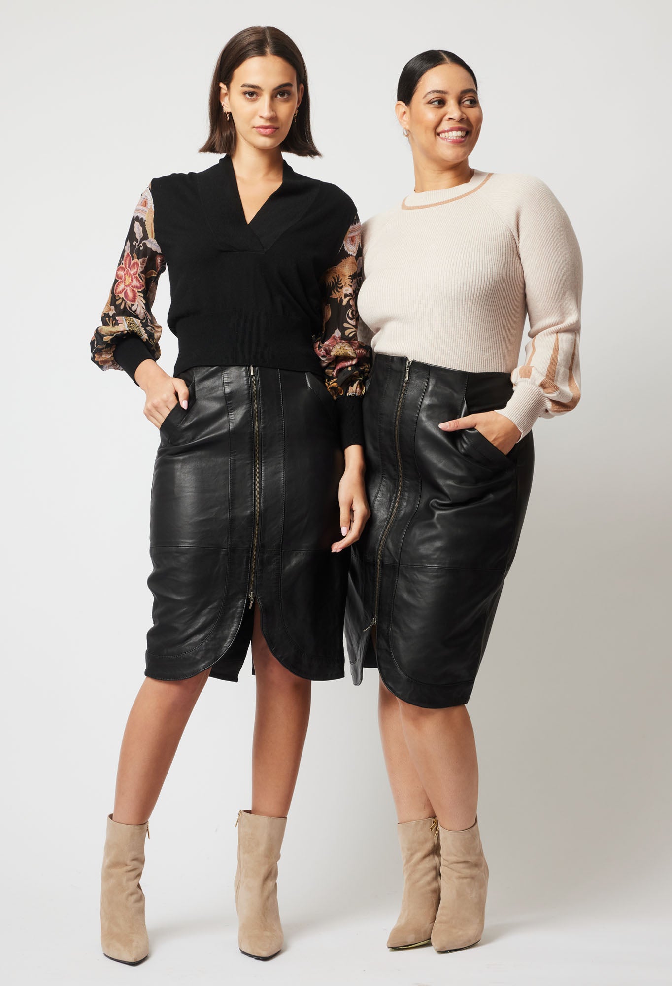 Once Was Stella Leather Skirt in Black
