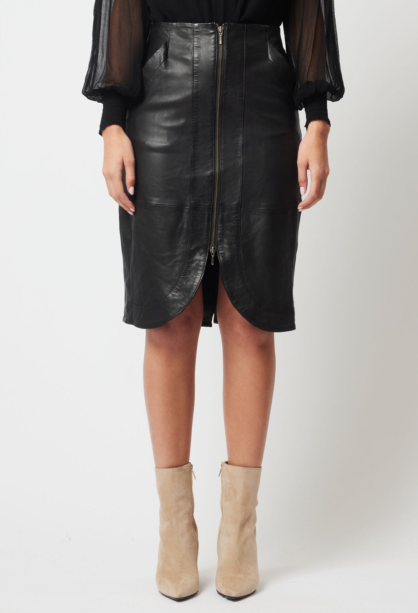Once Was Stella Leather Skirt in Black