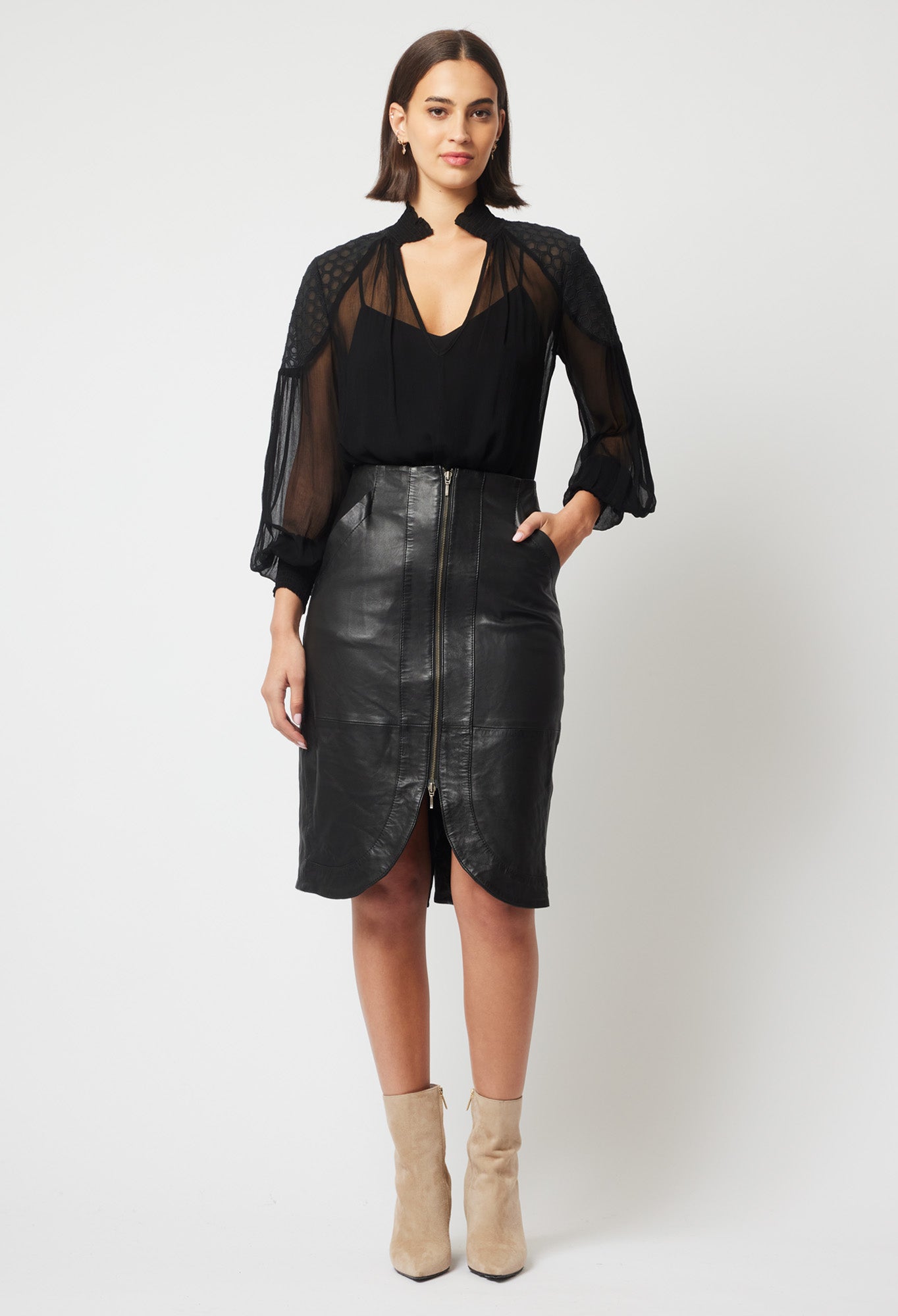 Once Was Stella Leather Skirt in Black