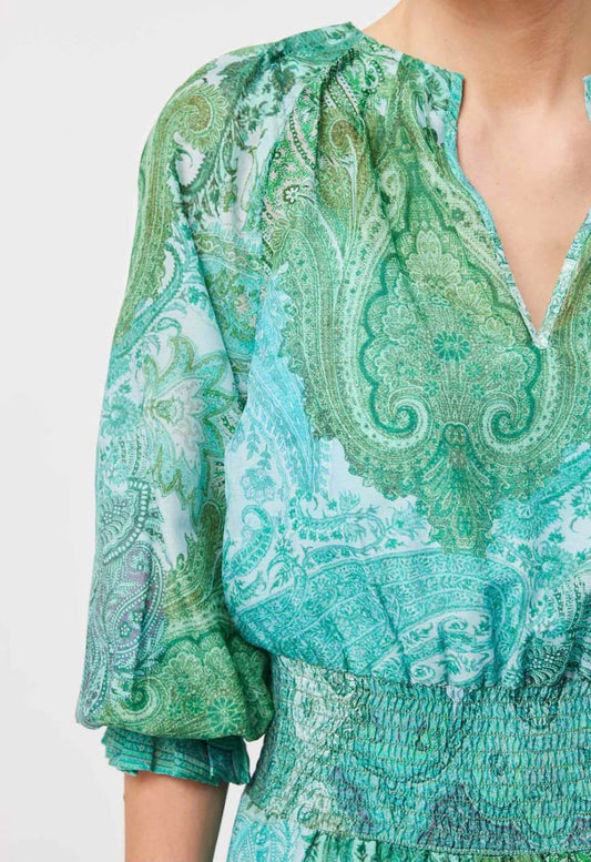 Discovery Cotton Silk Dress in Jade Exotic