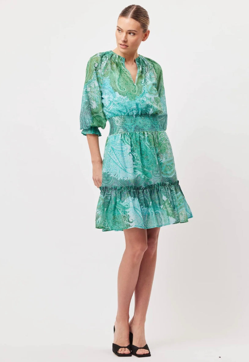 Discovery Cotton Silk Dress in Jade Exotic