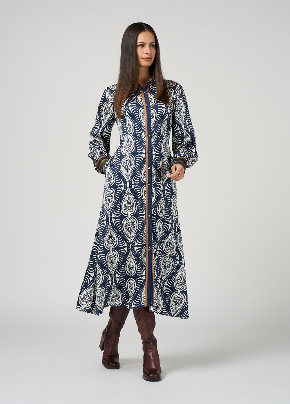 Opaline Shirt Dress -Indigo Multi