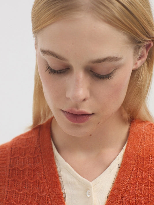 Openwork Cashmere Vest - Dark Orange