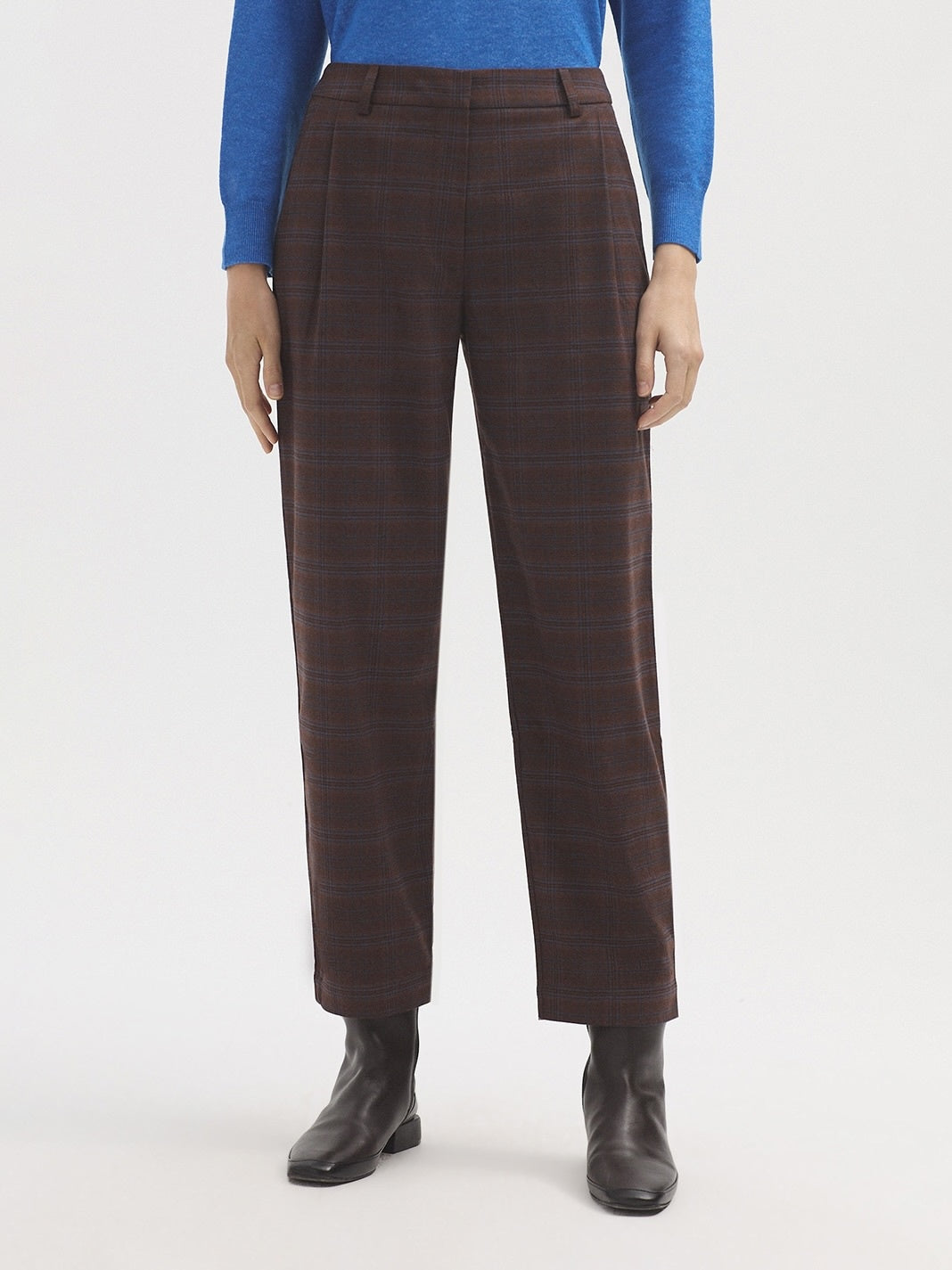 Checked Darted Trousers