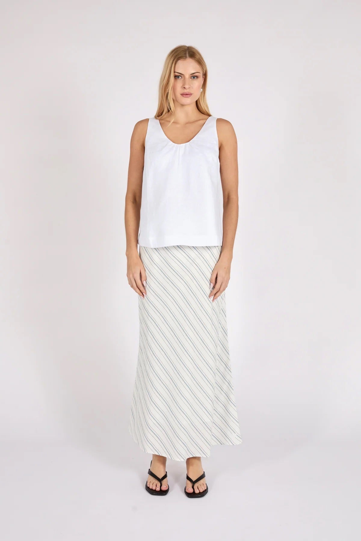 Riptide Linen Tank - White