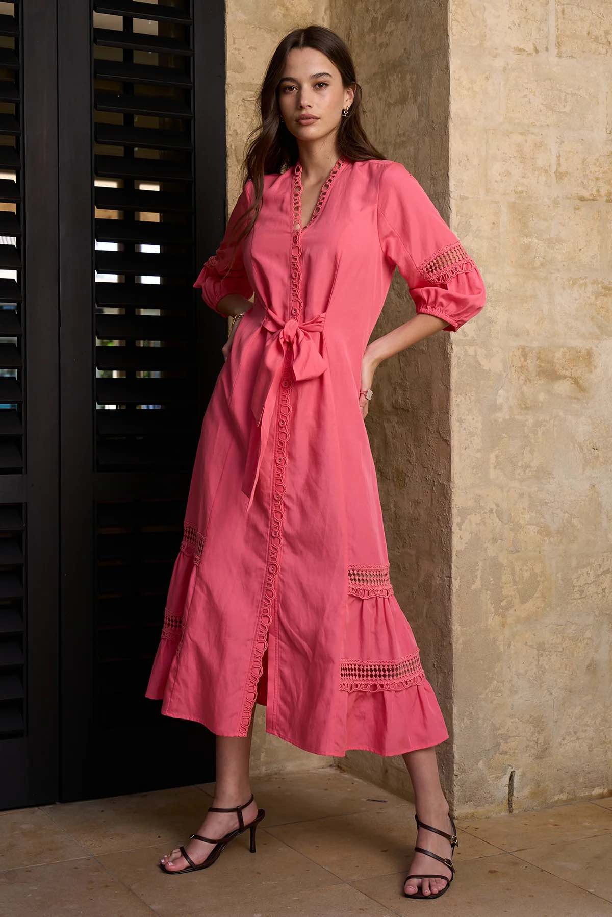 Shalini Midi Dress - Coral