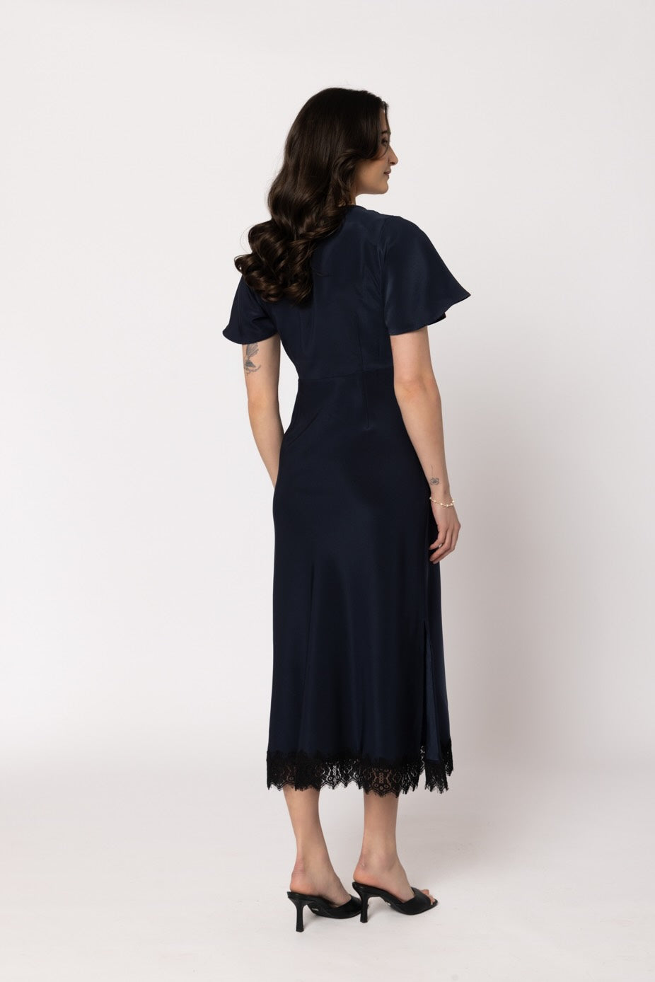 Applause Dress - Navy Satin