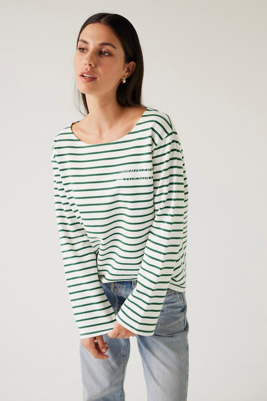 Satellite Tee-Green Stripe