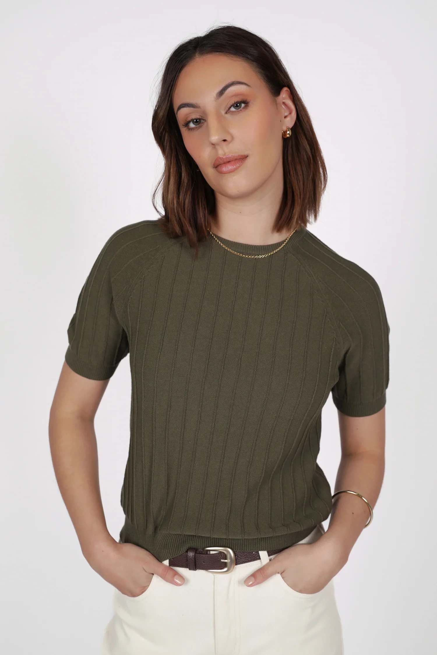 Soleil Knit Tee - Olive