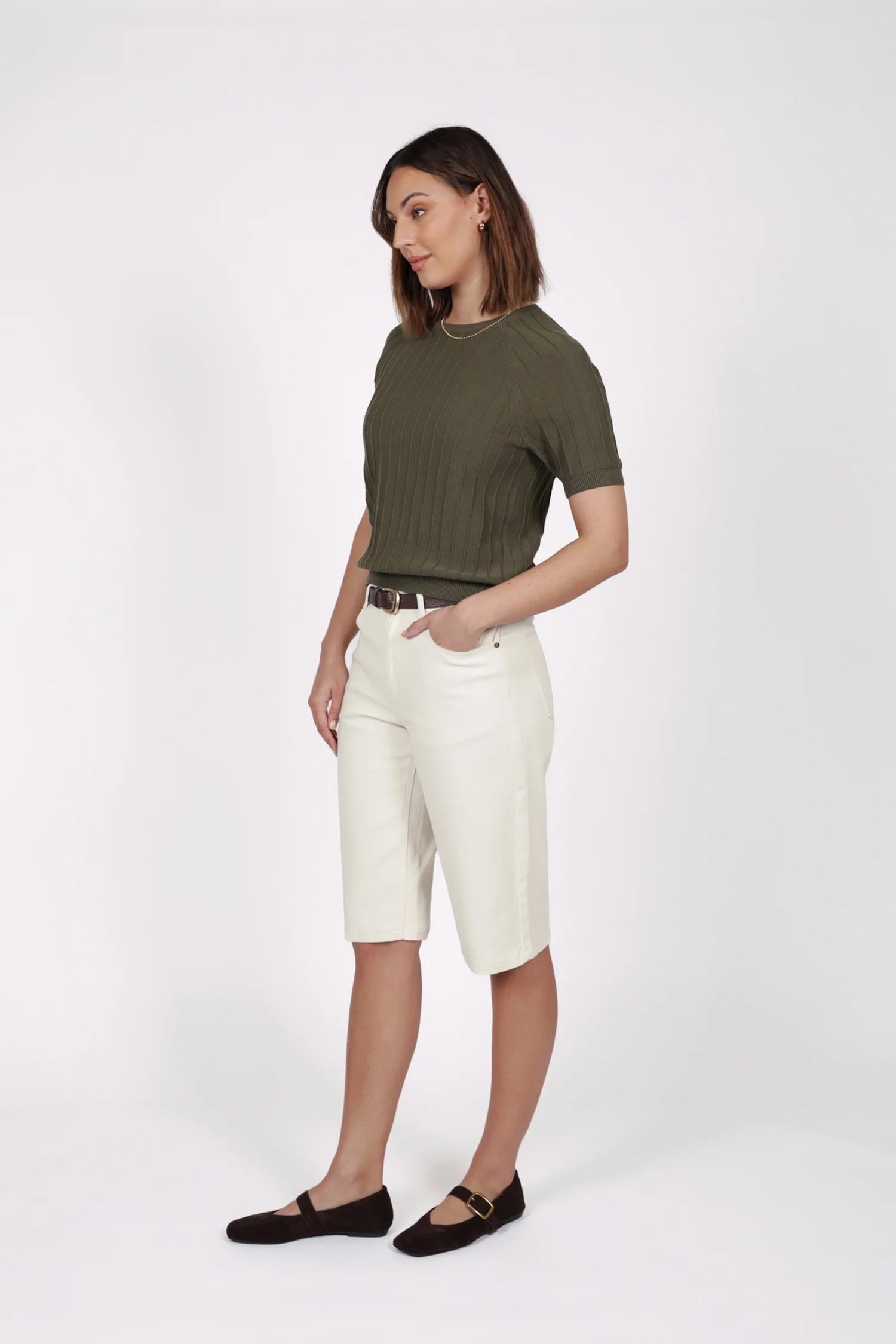 Soleil Knit Tee - Olive