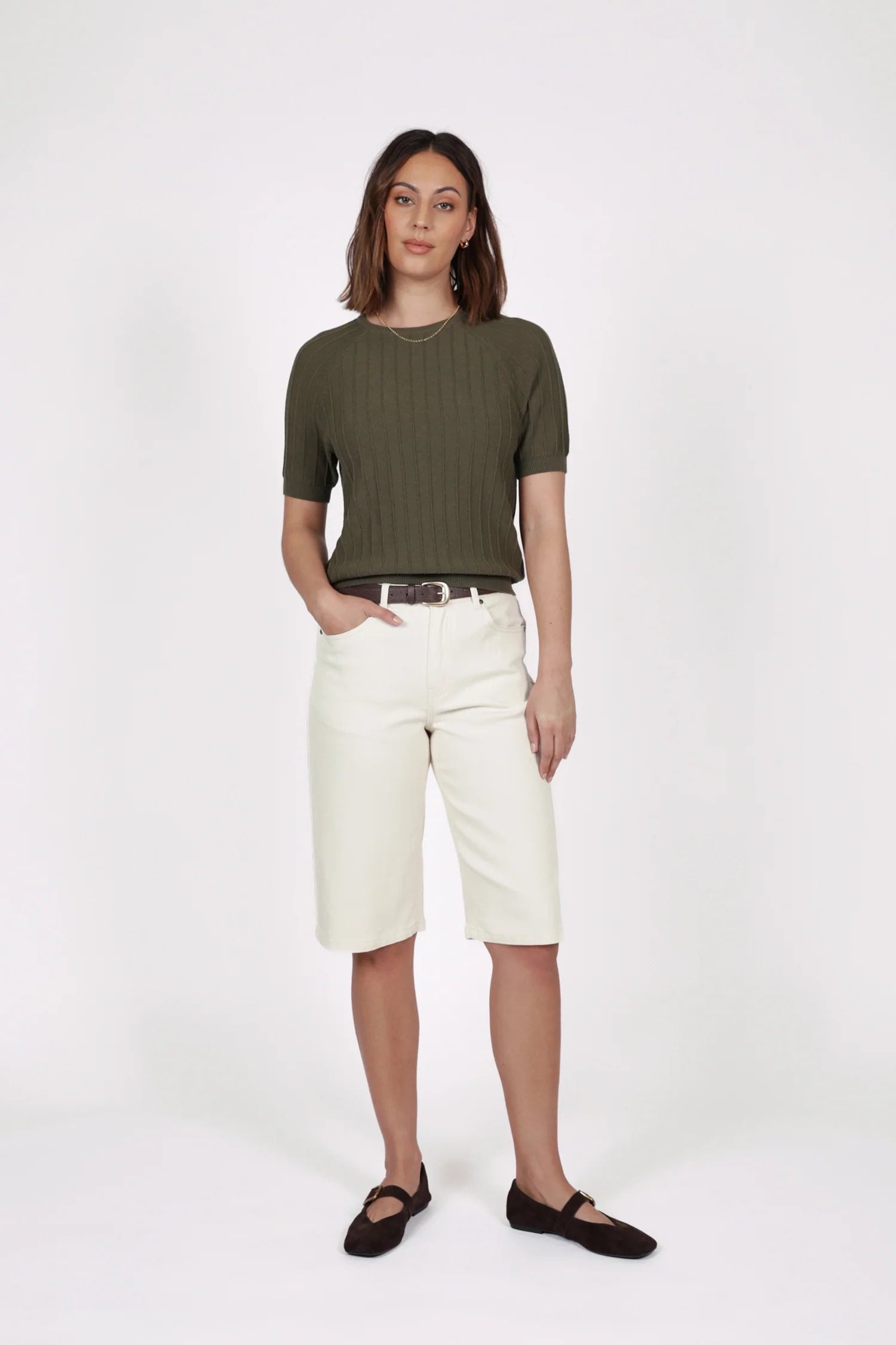 Soleil Knit Tee - Olive