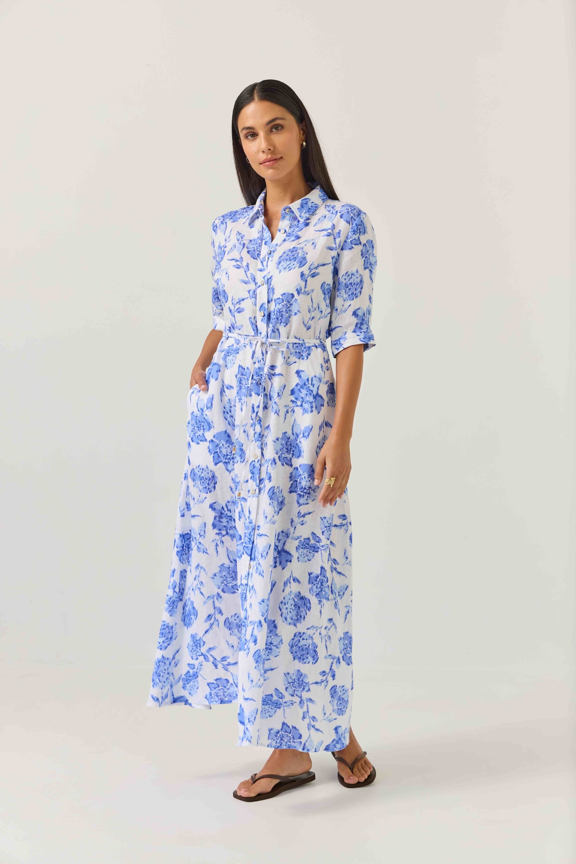 Nicola Dress - Blue Rose