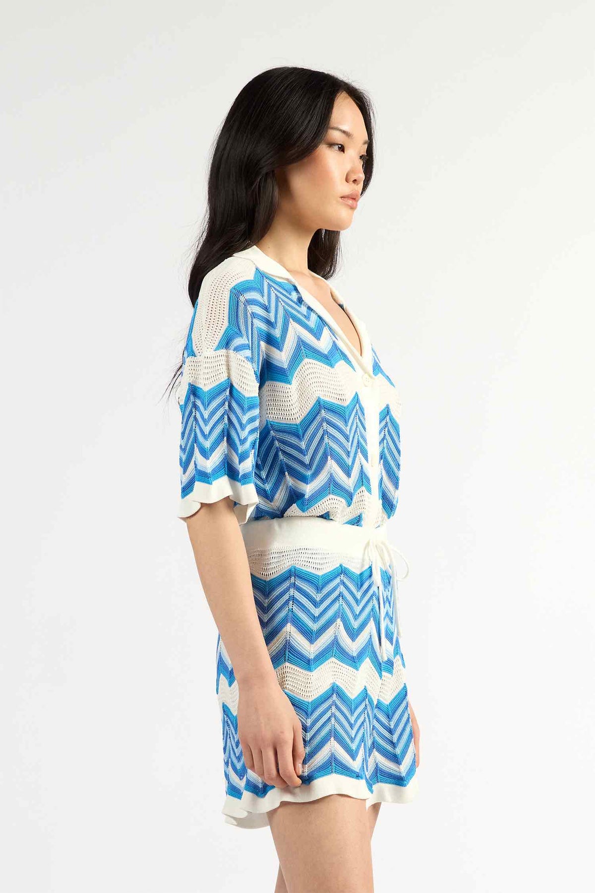 Revere Top - Blue Chevron