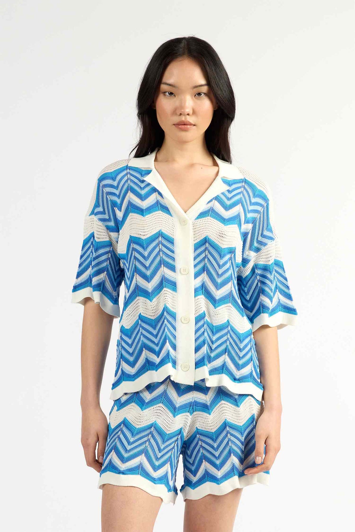 Revere Top - Blue Chevron