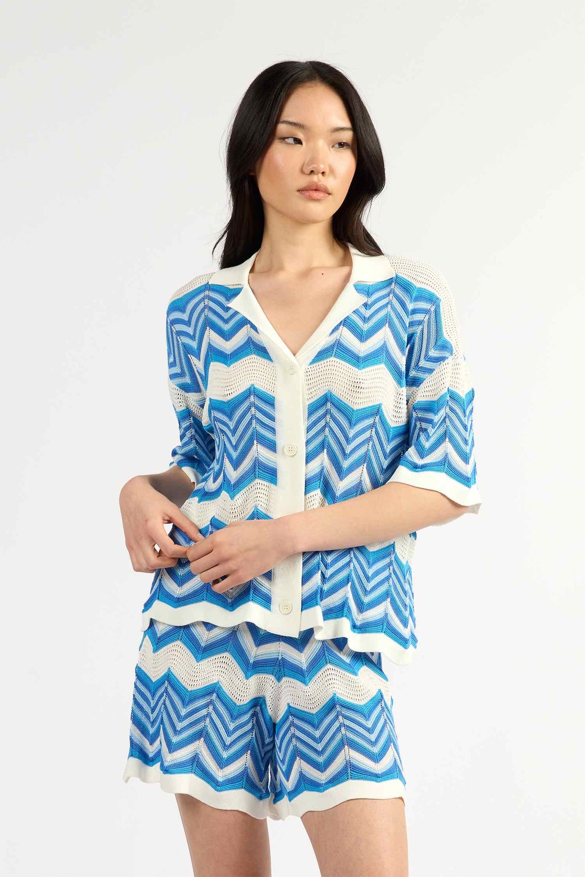 Revere Top - Blue Chevron