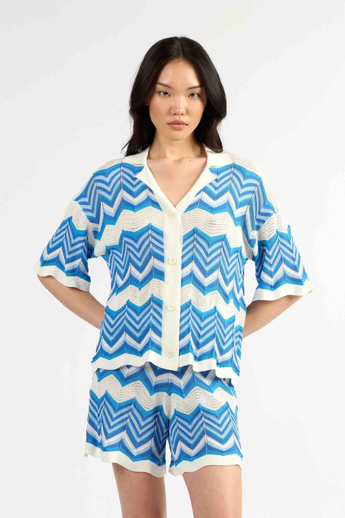 Revere Top - Blue Chevron