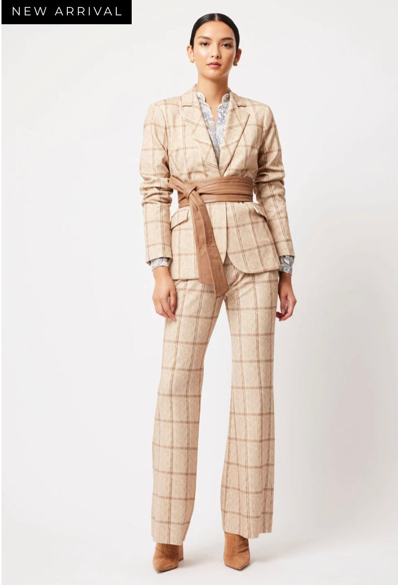 Once Was Venus Ponte Blazer in Oatmeal Check