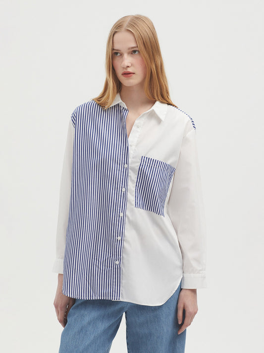 Poplin Shirt - Blue Stripe