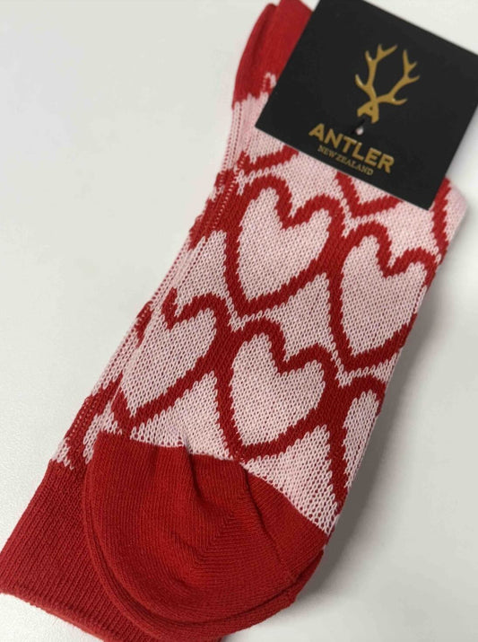 Pink and Red Heart Sock