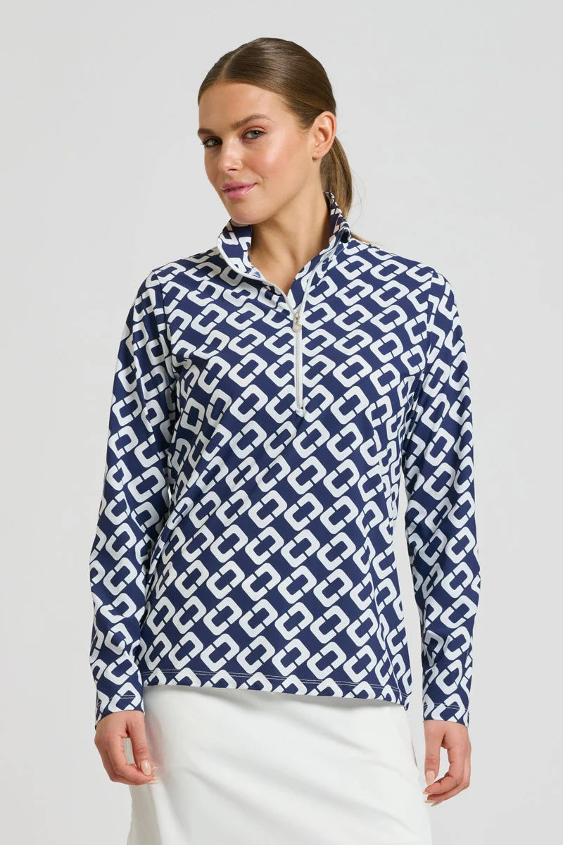 The Grange Long Sleeve Shirt - French Navy Chain