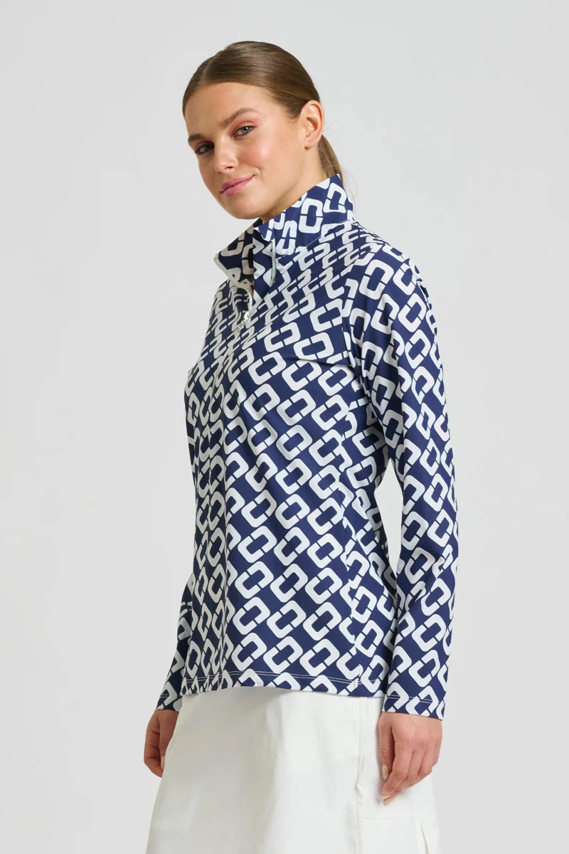 The Grange Long Sleeve Shirt - French Navy Chain