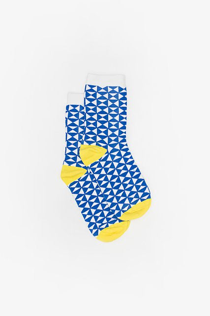 Blue and Yellow Grid Sock