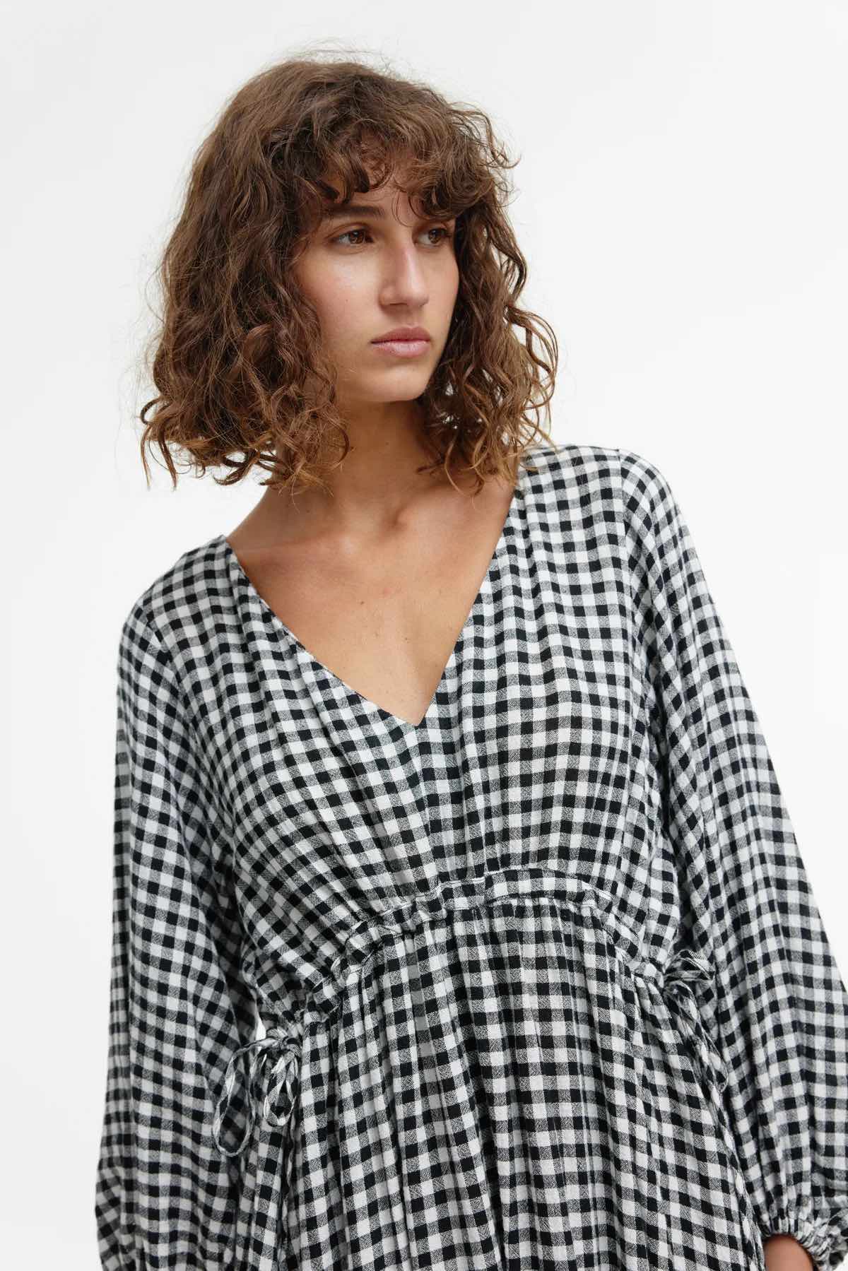 Bowie Dress - Black and Ivory Gingham