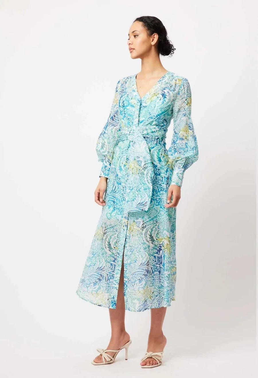 Elysian Volume Sleeve Cotton/Silk Coat Dress