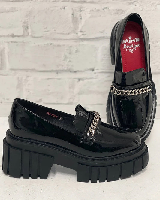 Fortune - Black Patent Chunky Loafer