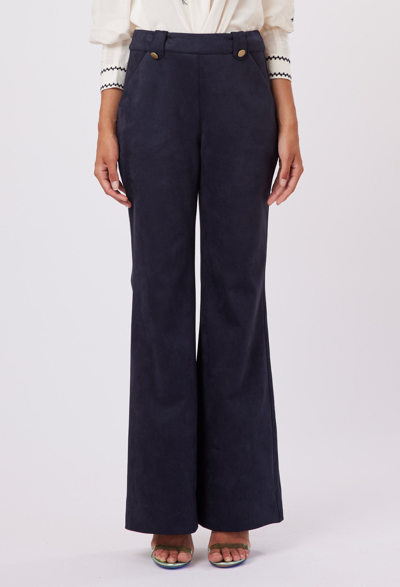 Outland Faux Suede Flared Leg Pant