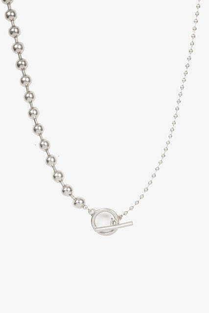 Ball Chain Lariat with Fob - Silver